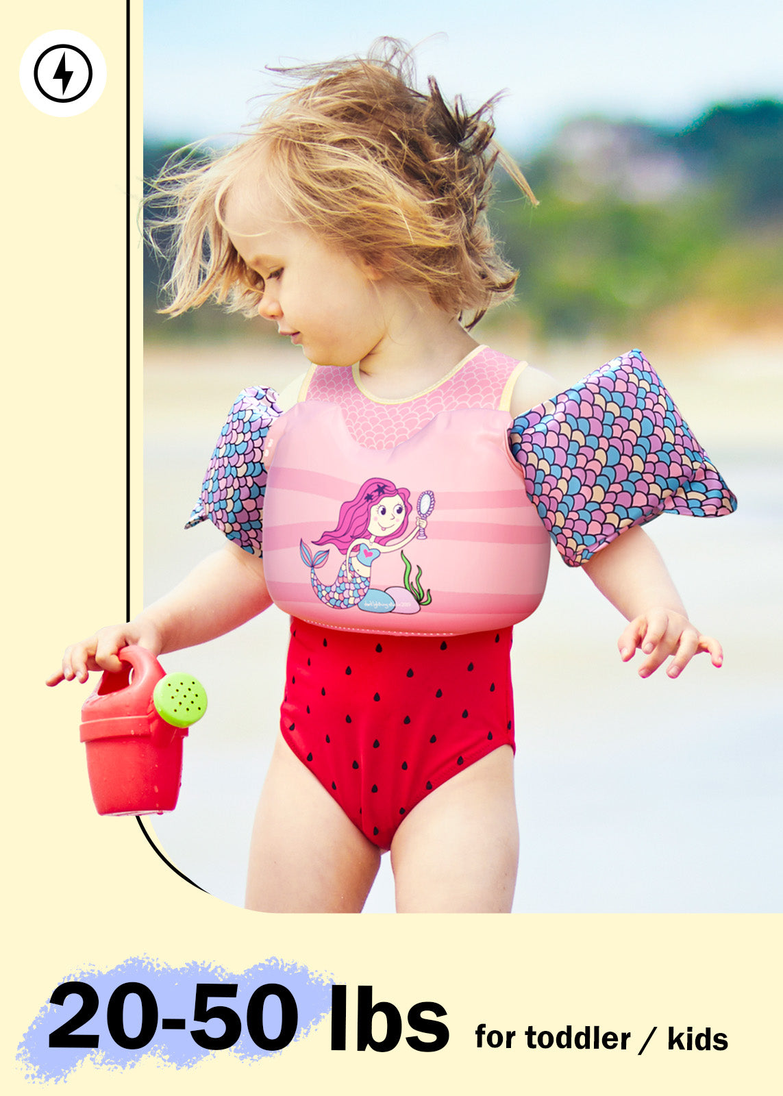 Dark Lightning Kids Swim Vest, Beach Flamingos - Dark Lightning US
