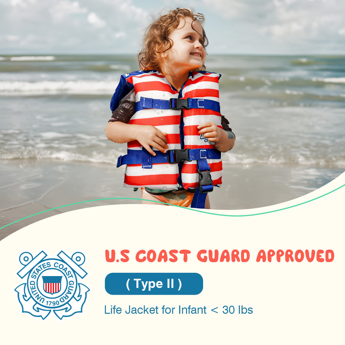 Baby/Infant Life Jacket, American Flag - Dark Lightning US