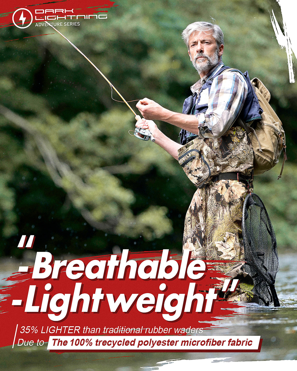 Dark Lightning breathable pro camo stockingfoot chest waders