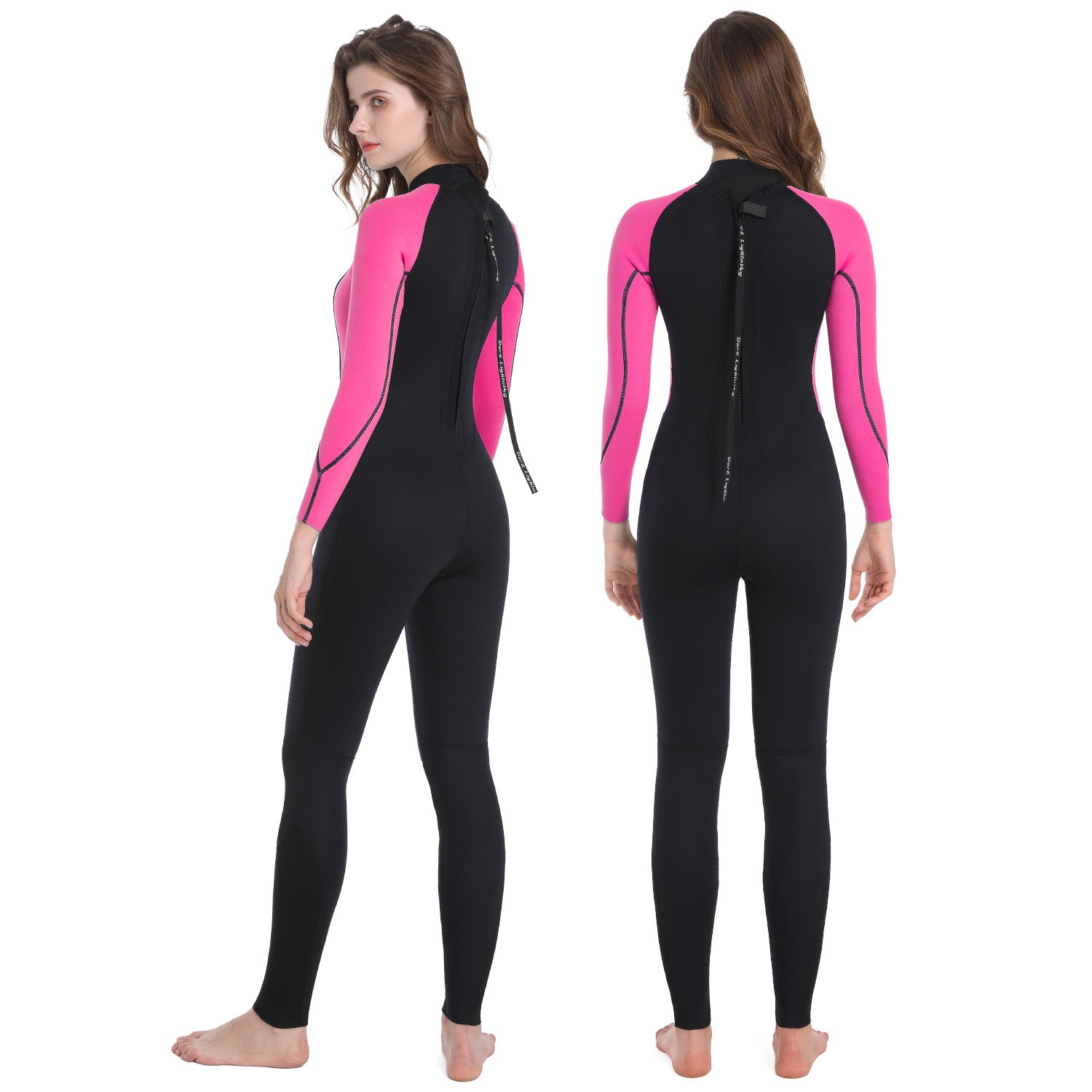Dark Lightning 3/2mm Long-Sleeved Women Wetsuit , Rose Red