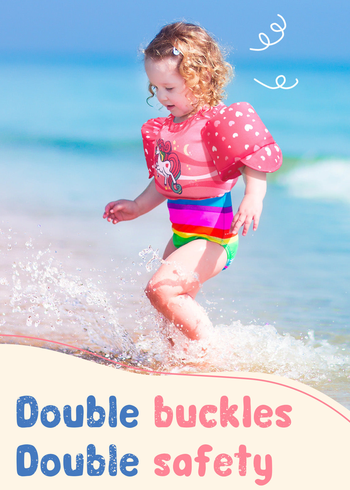 Dark Lightning Kids Swim Vest, Rainbow Unicorn