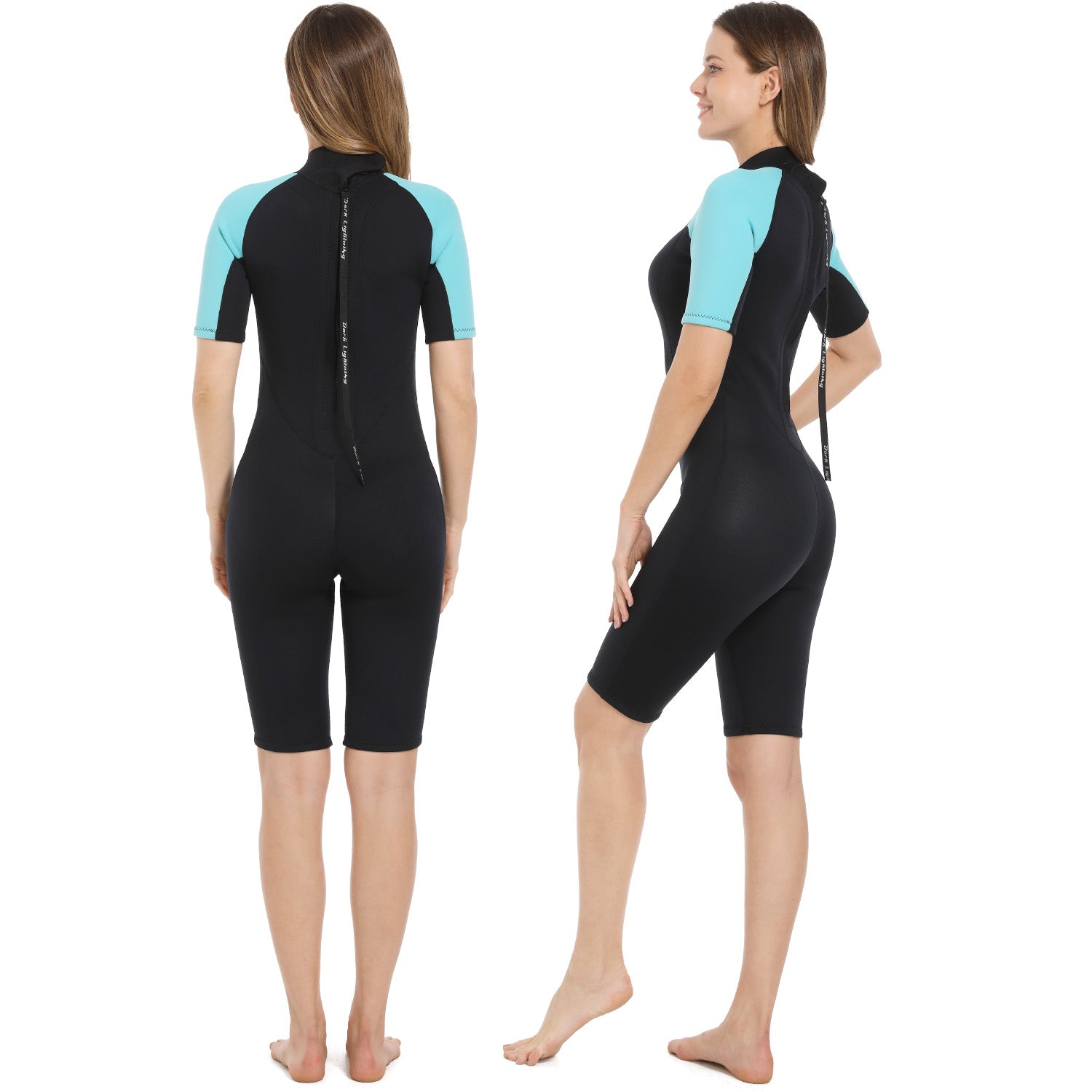 Dark Lightning 3/2mm Short-Sleeved Women Wetsuit , Blue
