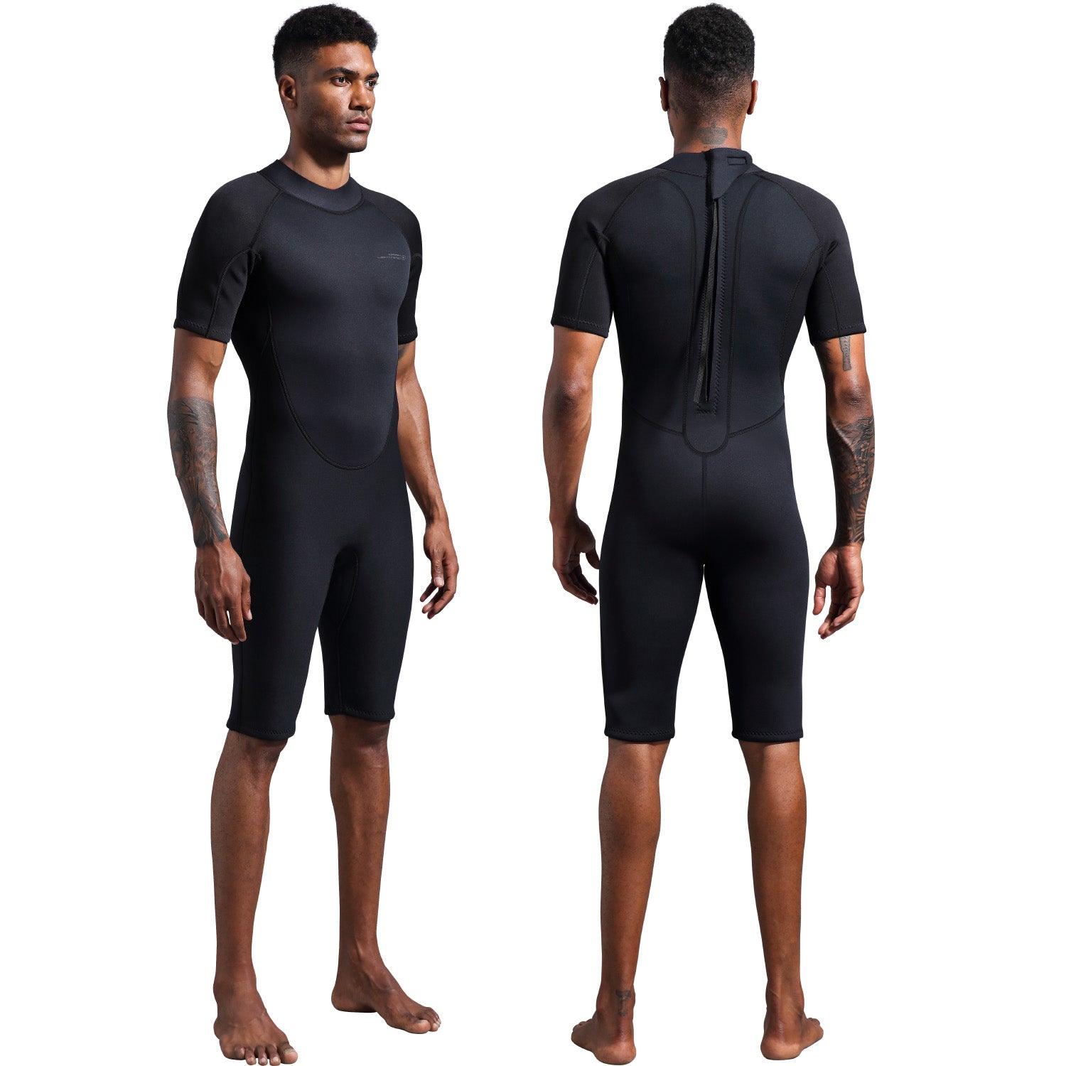 Dark Lightning 3/2mm Short-Sleeved Men Wetsuit , Black