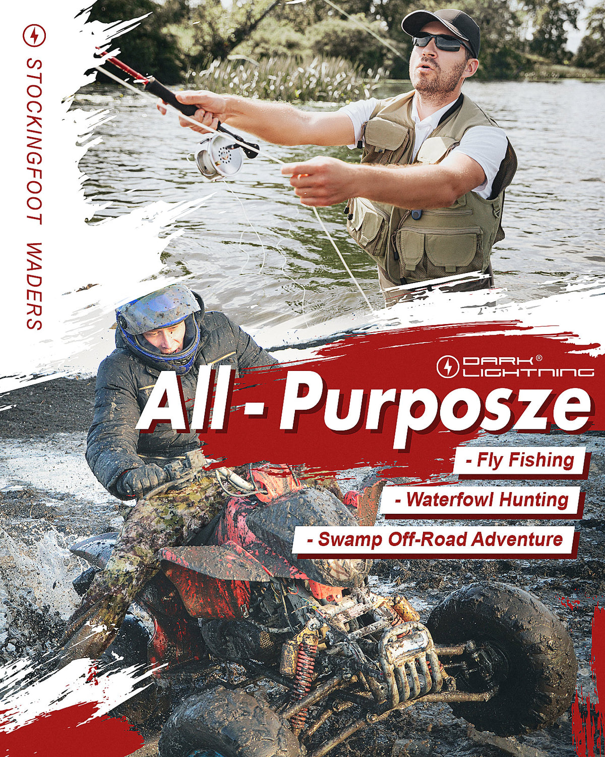 Dark Lightning breathable pro camo stockingfoot chest waders