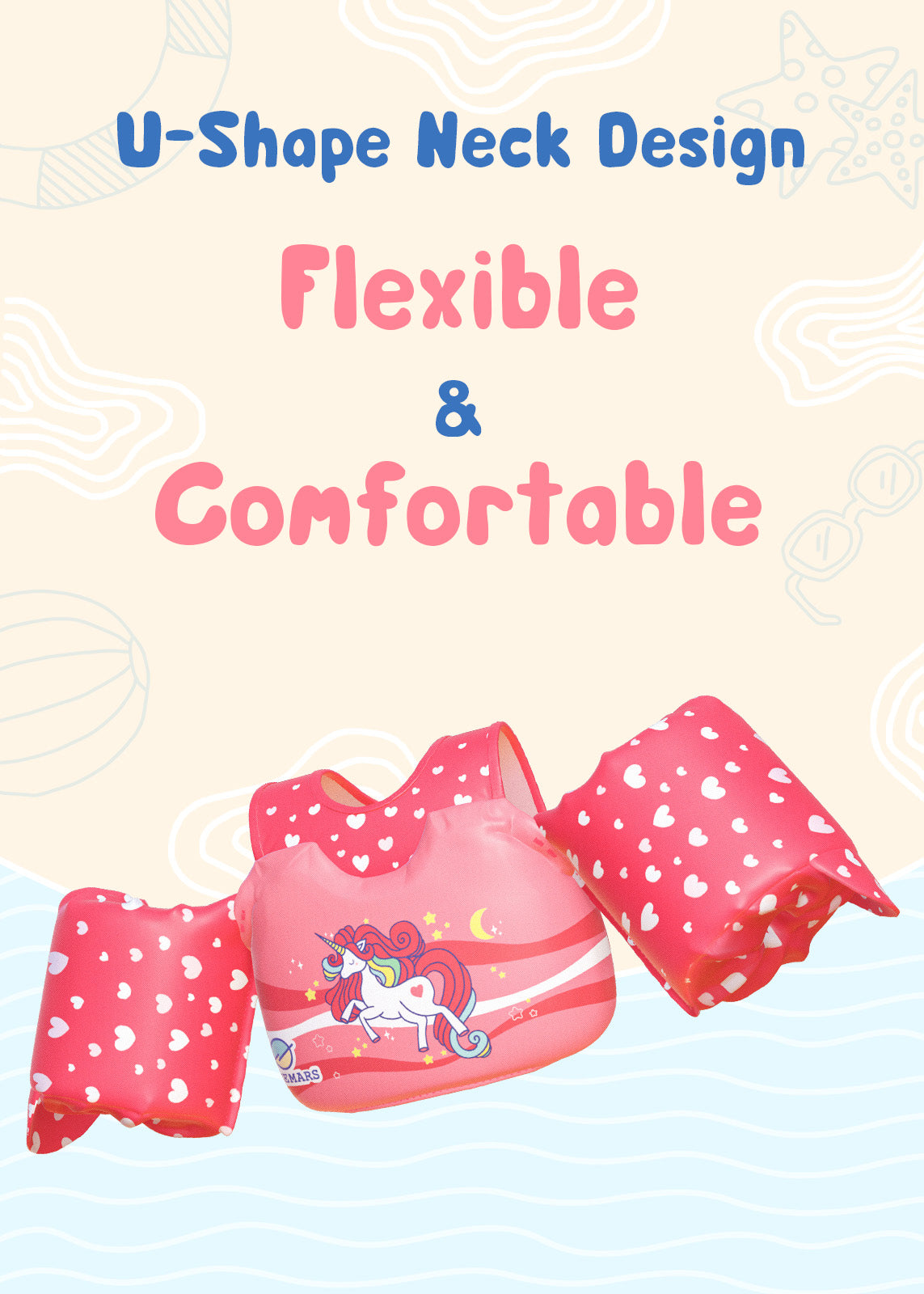 Dark Lightning Kids Swim Vest, Rainbow Unicorn