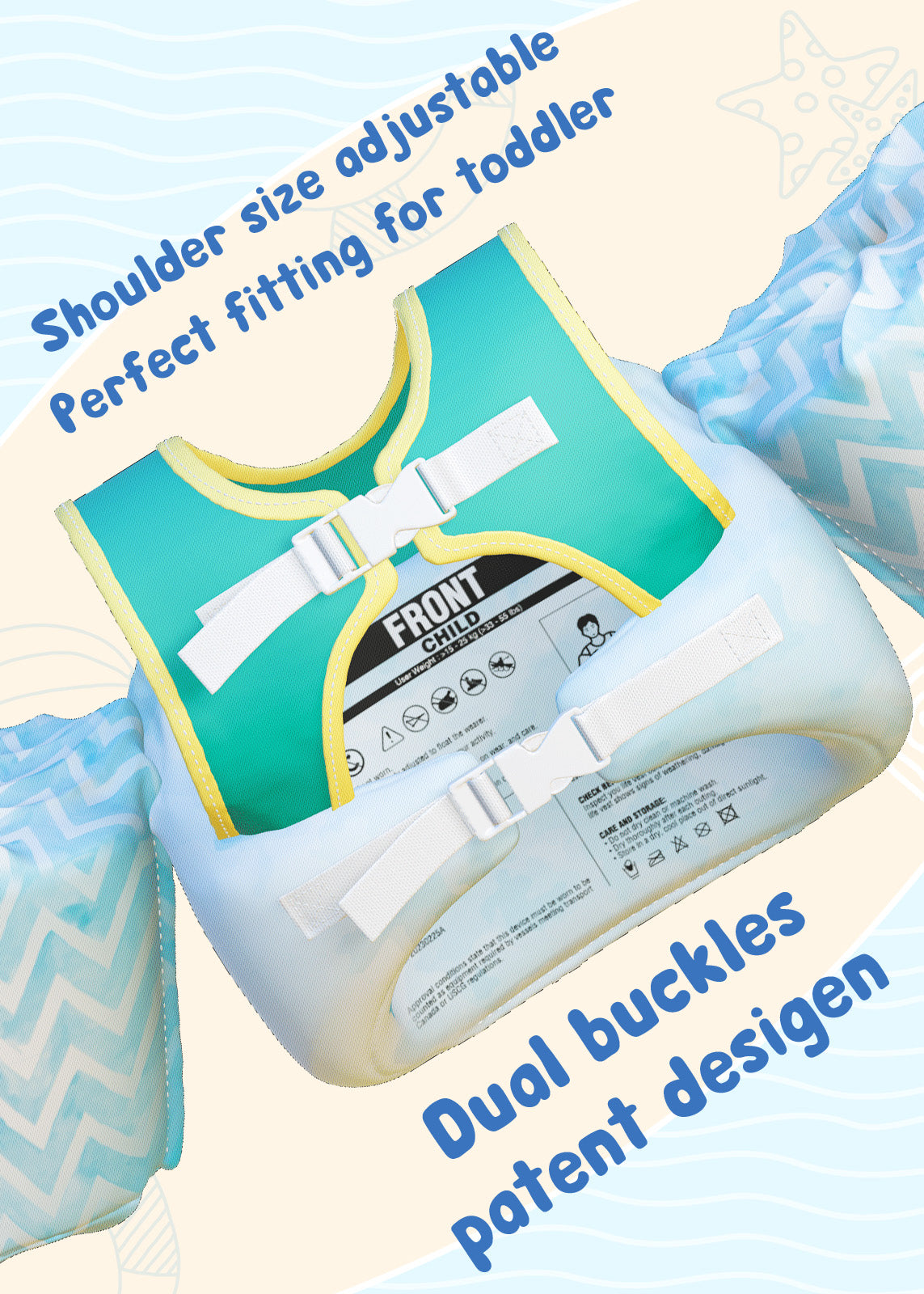 Dark Lightning Kids Swim Vest, Forest