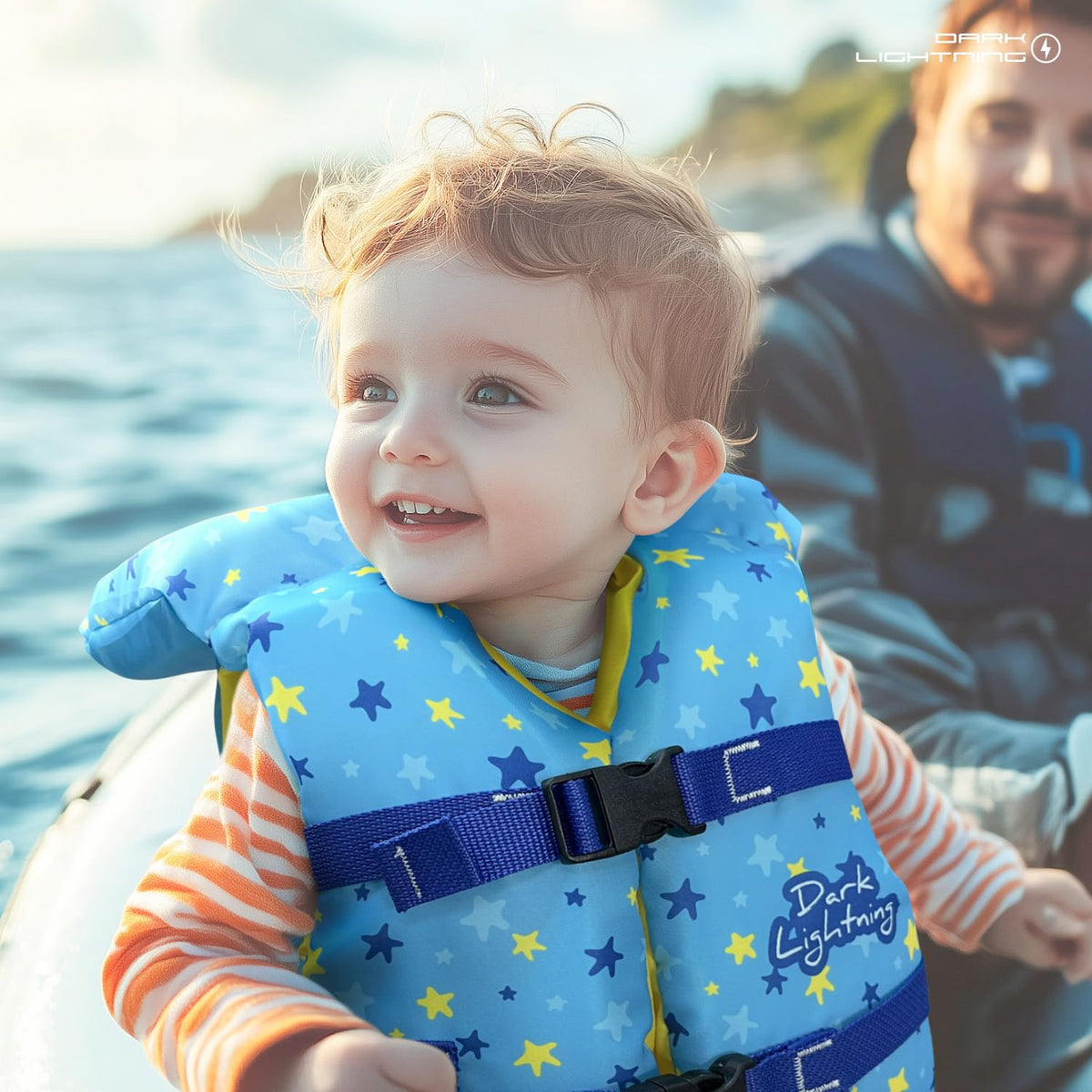 Dark Lightning USCG Approved Infant Life Jacket, Under 30 lbs – Flowing Light Green