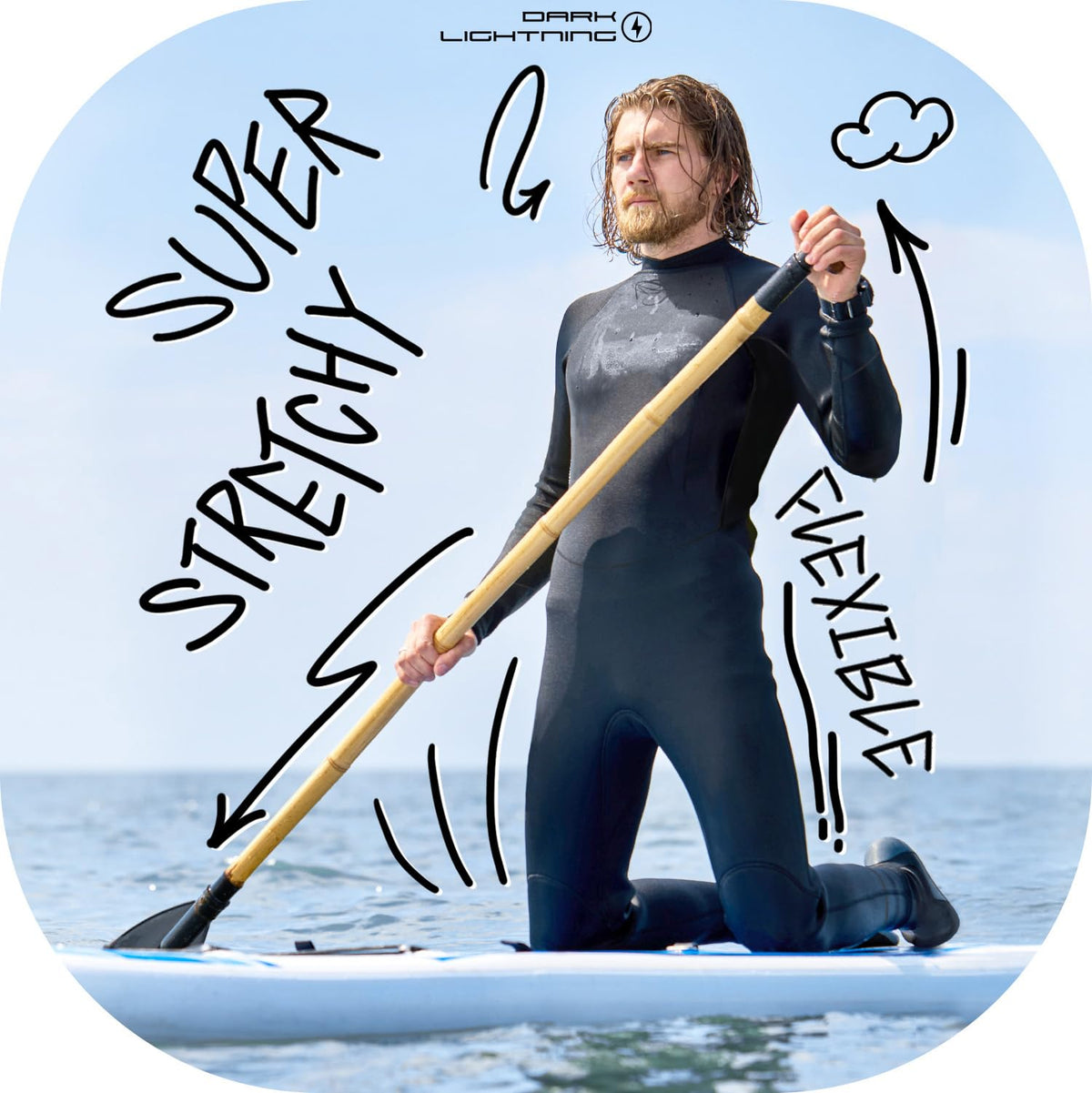 Dark Lightning Men's 3/2mm Full Wetsuit, Back Zip – Black - image 4