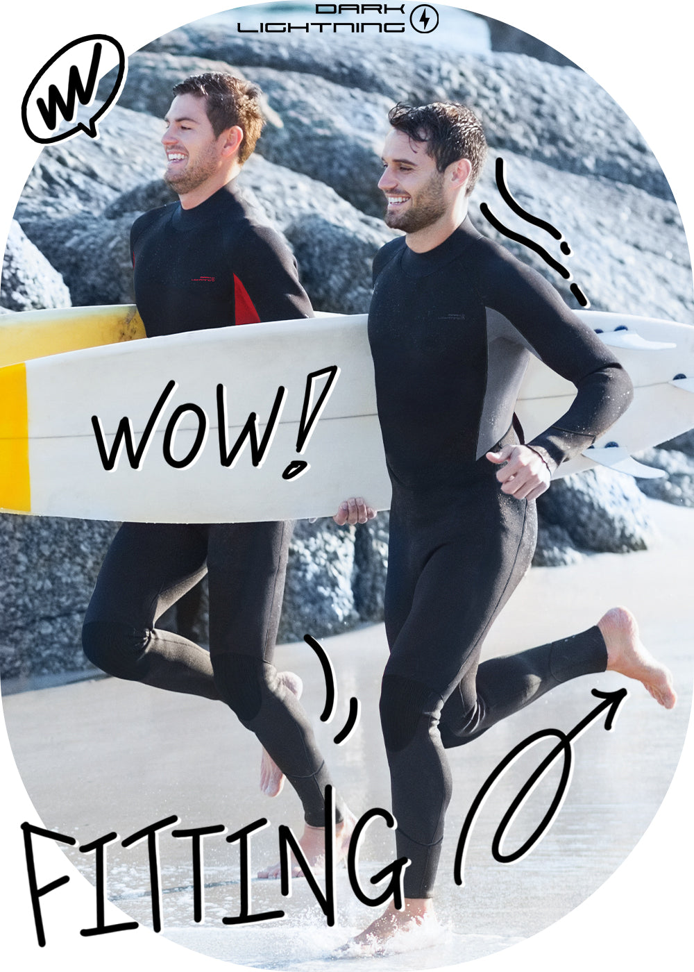Dark Lightning 3/2mm Long-Sleeved Men Wetsuit ,  Black