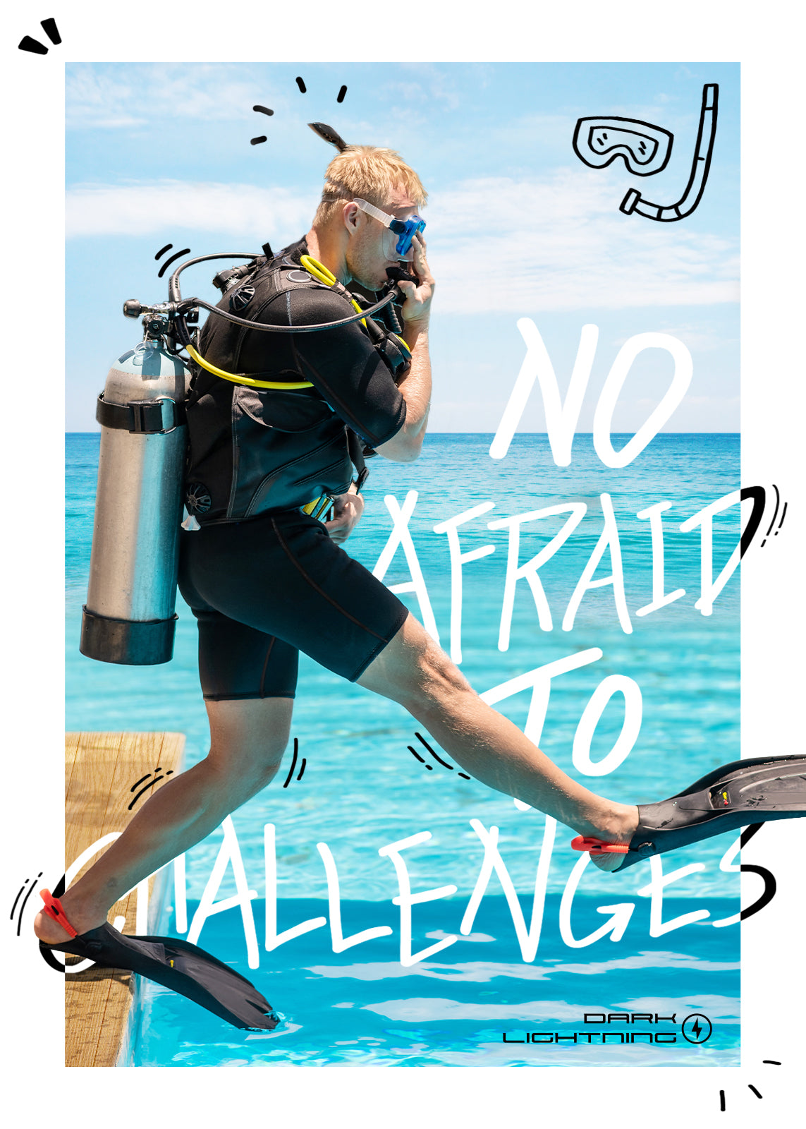 Dark Lightning 3/2mm Short-Sleeved Men Wetsuit , Black