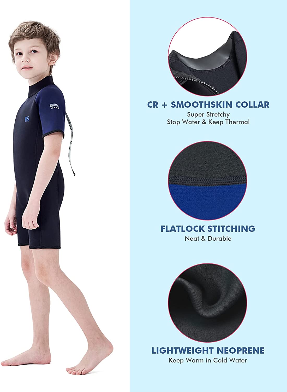 Dark Lightning 3/2 mm Kids Short-Sleeved Wetsuit - Dark Lightning US
