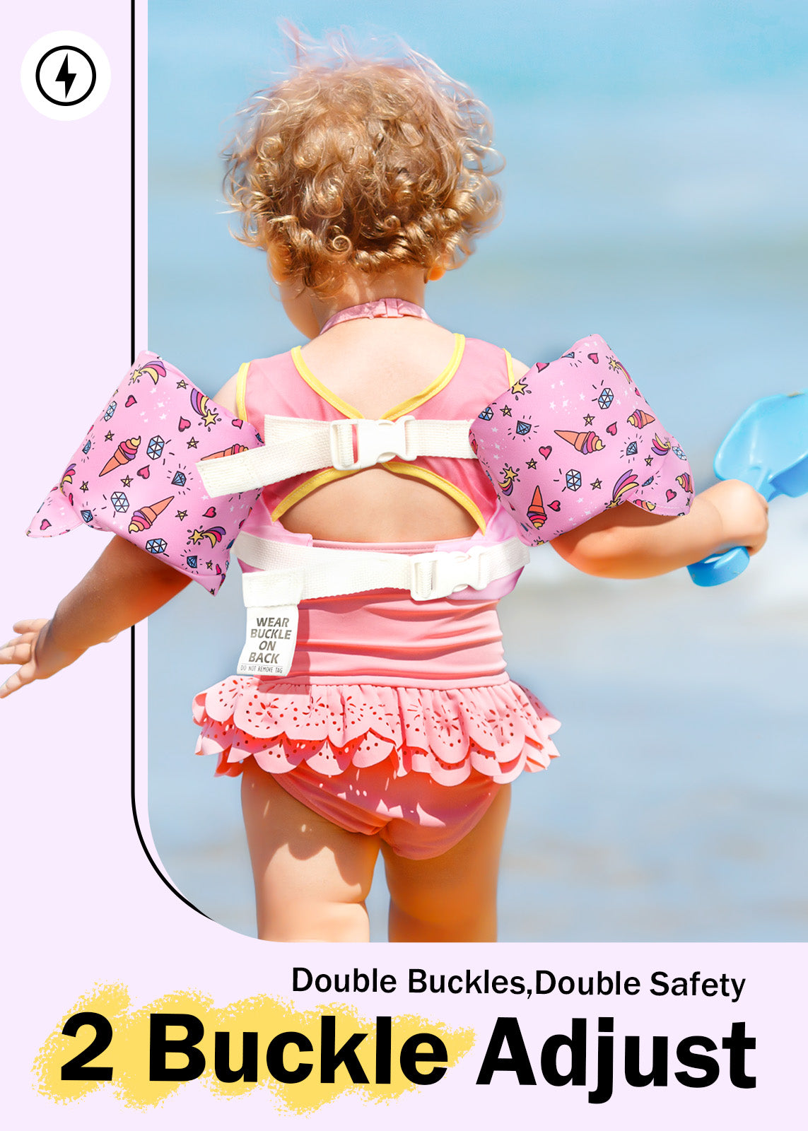 Dark Lightning Kids Swim Vest, Pink Unicorn