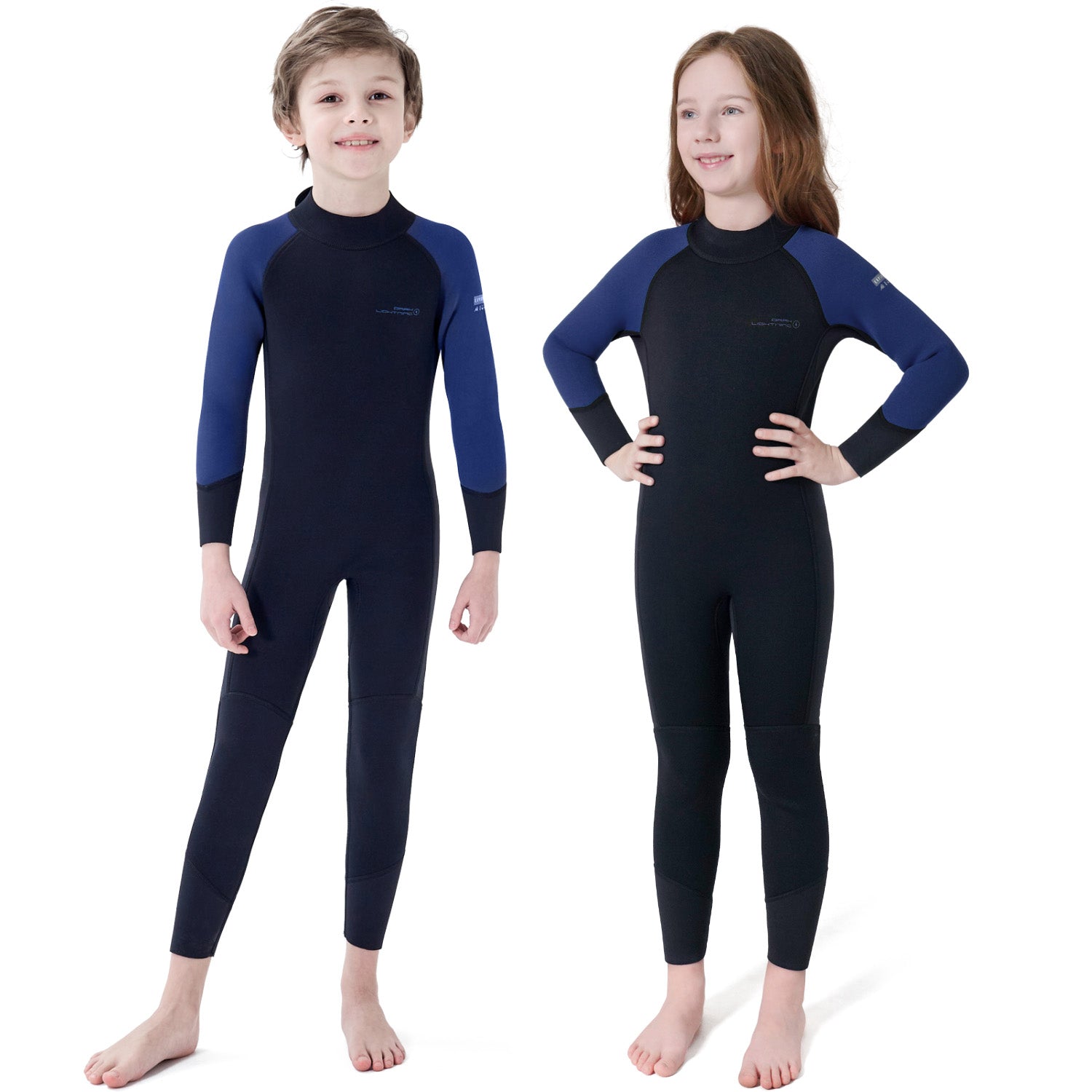 Dark Lightning 3/2mm Kids Long-Sleeved Wetsuit, Blue