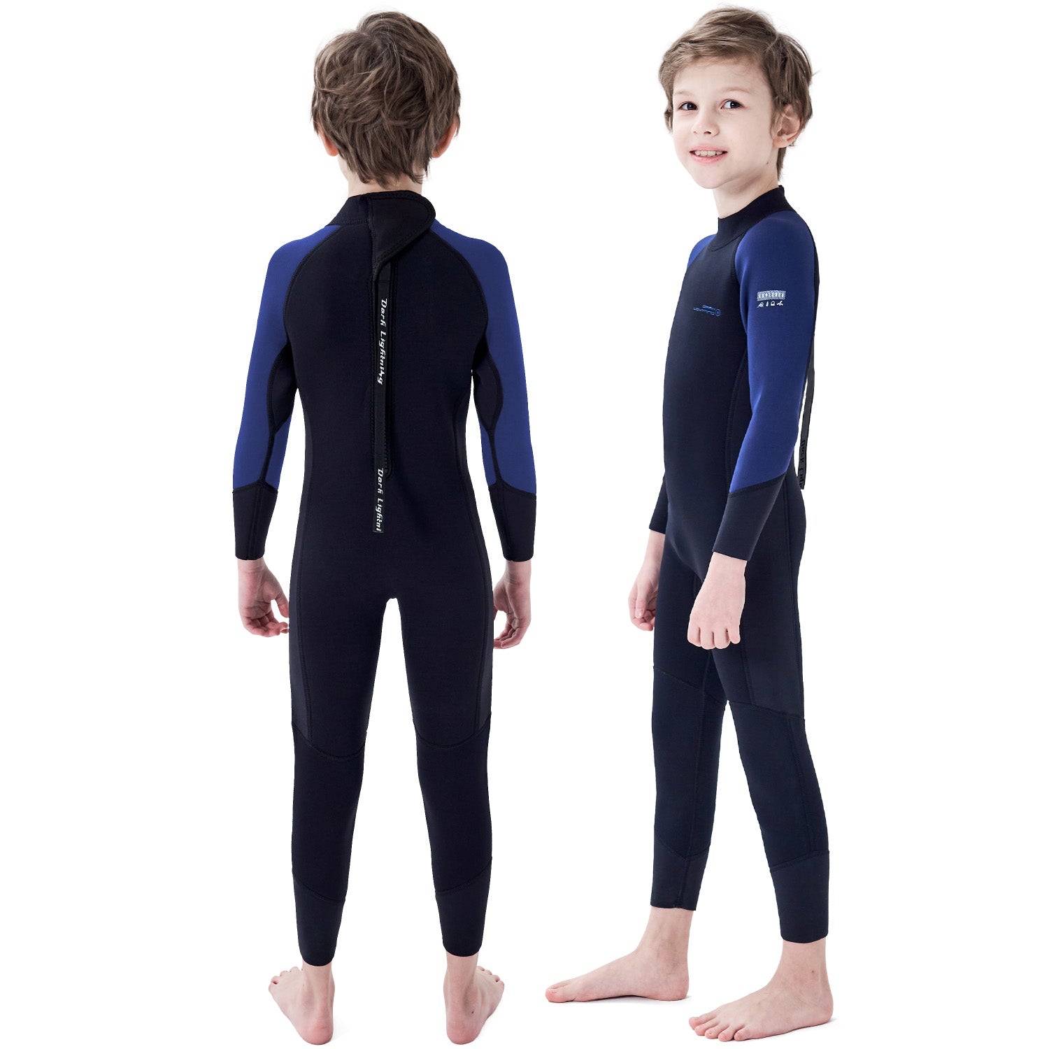 Dark Lightning 3/2mm Kids Long-Sleeved Wetsuit, Blue