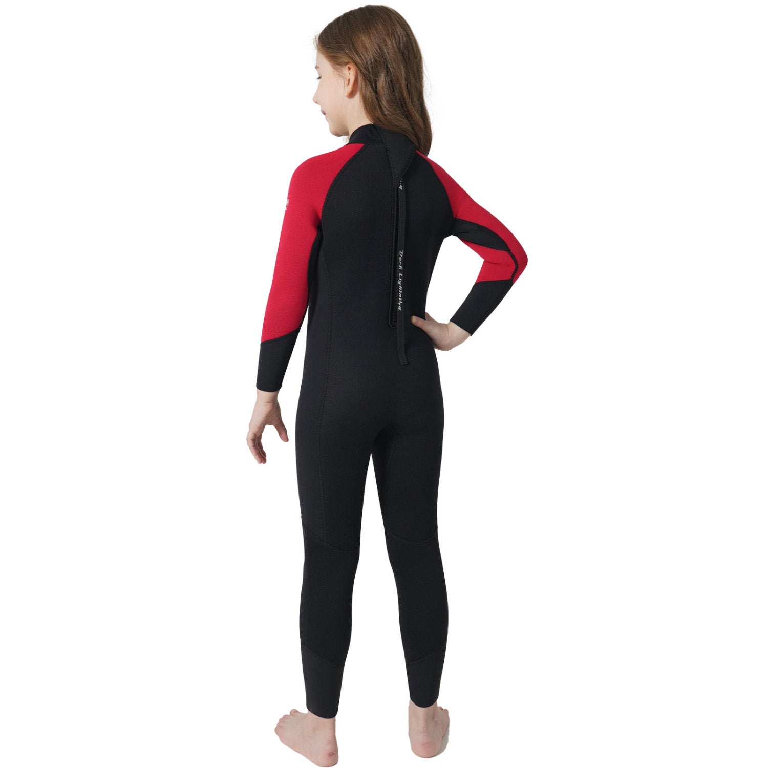 Dark Lightning 3/2mm Kids Long-Sleeved Wetsuit, Red