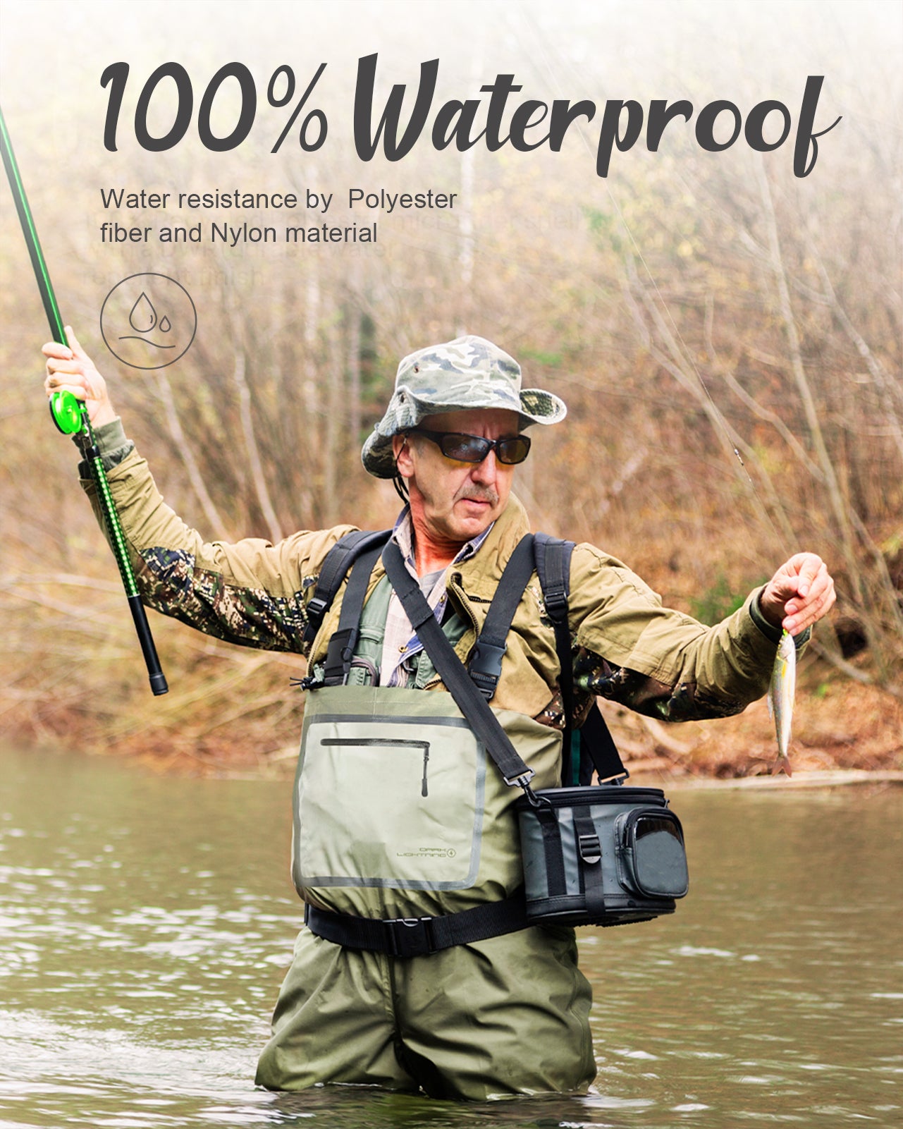 Dark Lightning Chest Waders，Breathable Basic