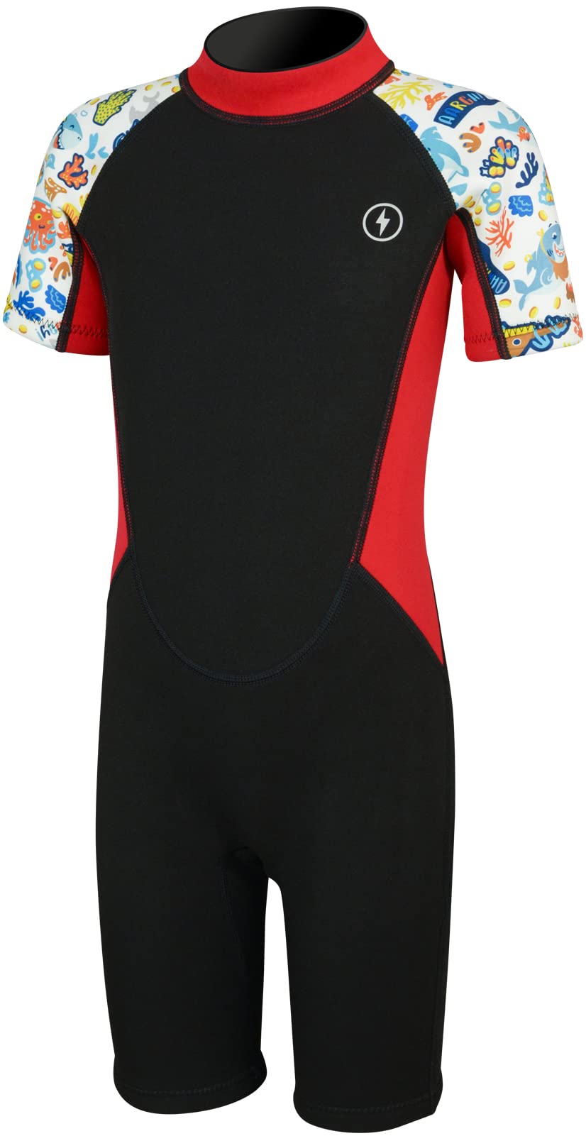 Dark Lightning Kids 2/2mm Printed Shorty Wetsuit for Boys & Girls – Black