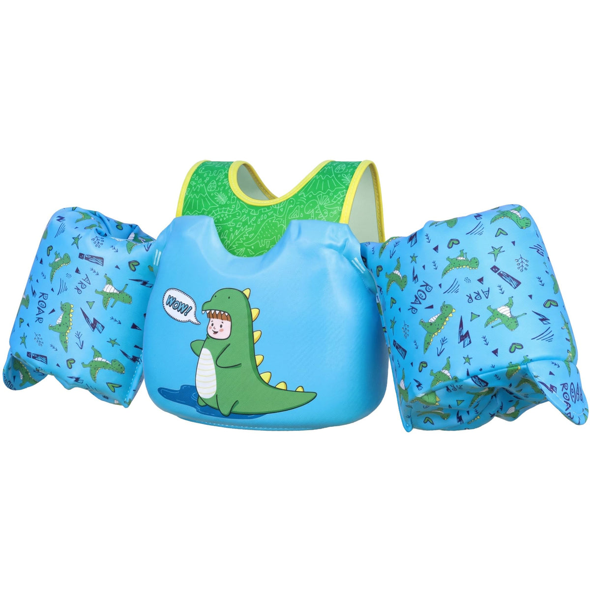 Dark Lightning USCG Approved Toddler Swim Vest, 33–55 lbs – Dinosaur Doll - image 1