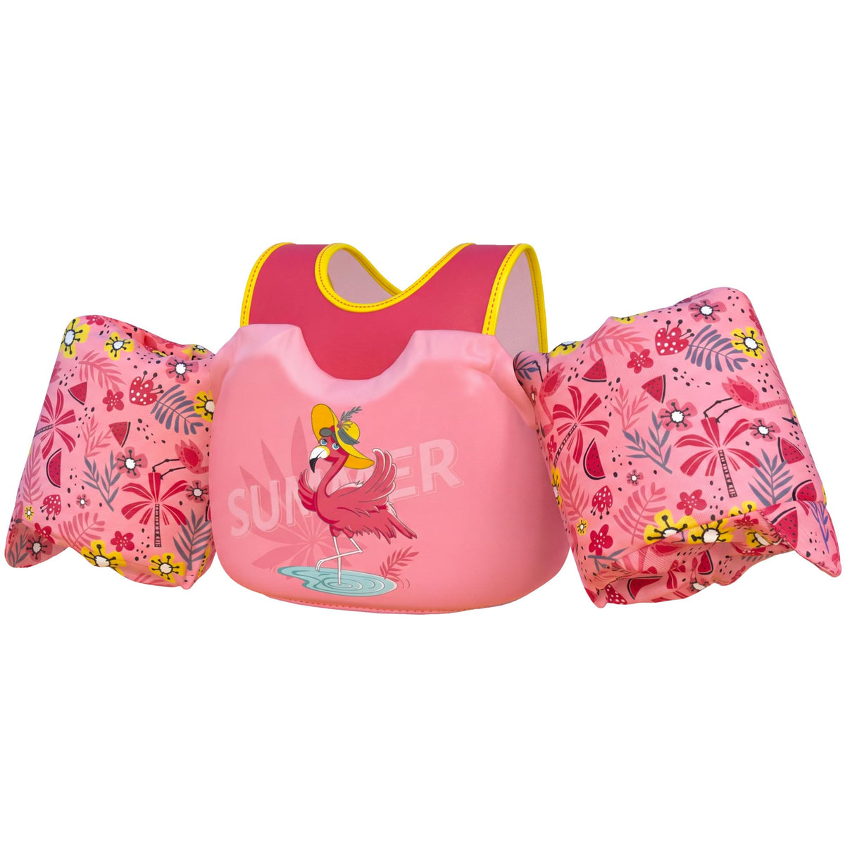 Dark Lightning USCG Approved Toddler Swim Vest, 33–55 lbs – Beach Flamingos - image 1