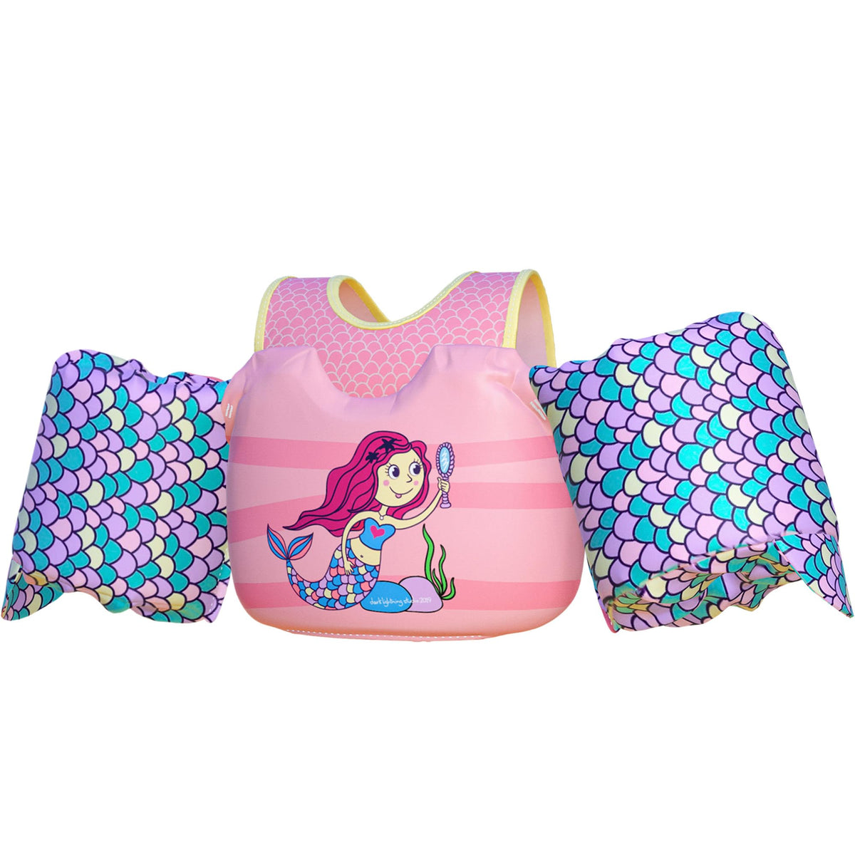 Dark Lightning USCG Approved Toddler Swim Vest, 33–55 lbs – Pink Mermaid