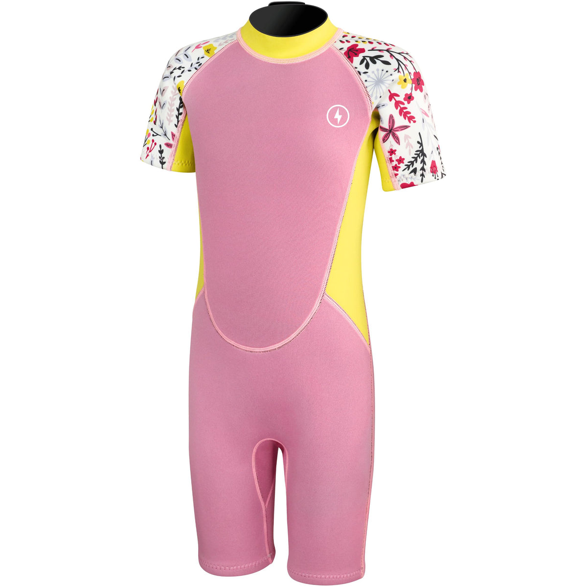 Dark Lightning Kids 2/2mm Printed Shorty Wetsuit for Boys & Girls – Pink