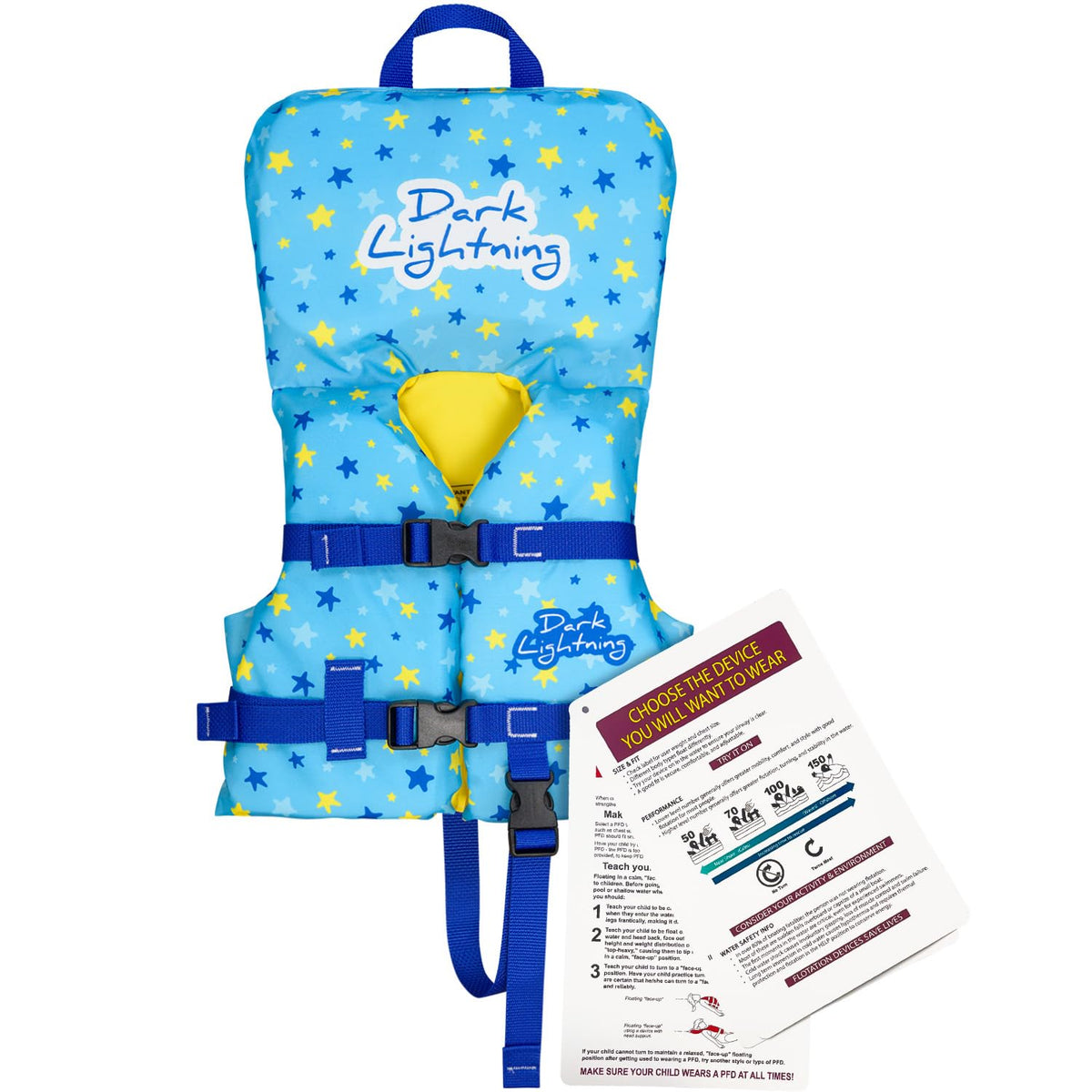 Dark Lightning USCG Approved Infant Life Jacket, Under 30 lbs – Star