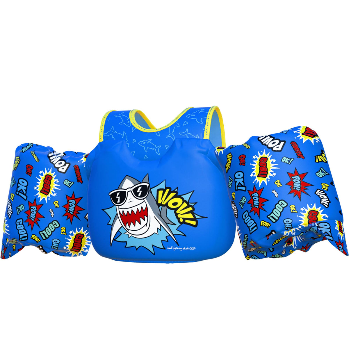 Dark Lightning USCG Approved Toddler Swim Vest, 33–55 lbs – Shark