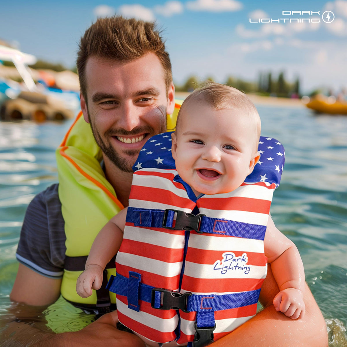 Dark Lightning USCG Approved Infant Life Jacket, Under 30 lbs – Flowing Light Green